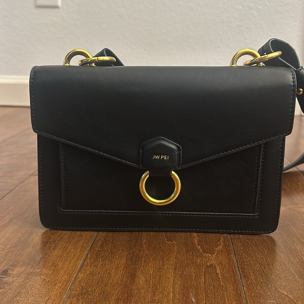 JW PEI Flap Crossbody Bag Black Vegan Leather